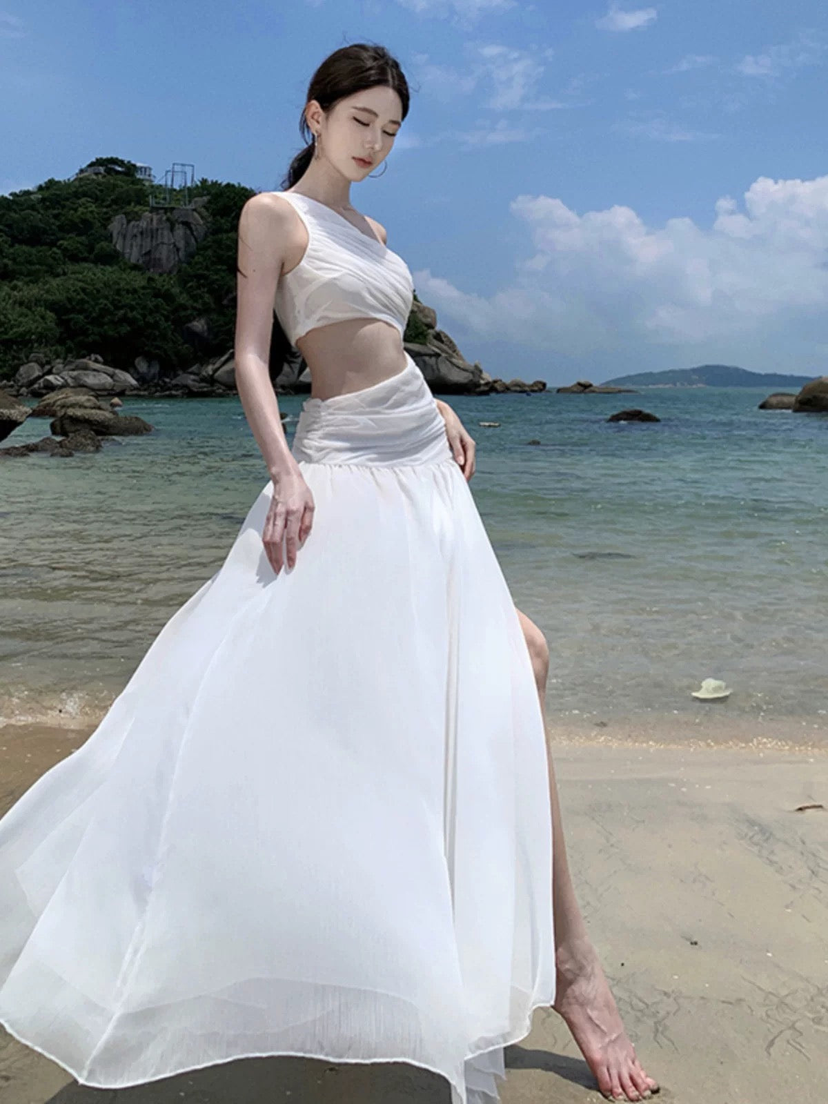 Isla One-Shoulder Beach Gown