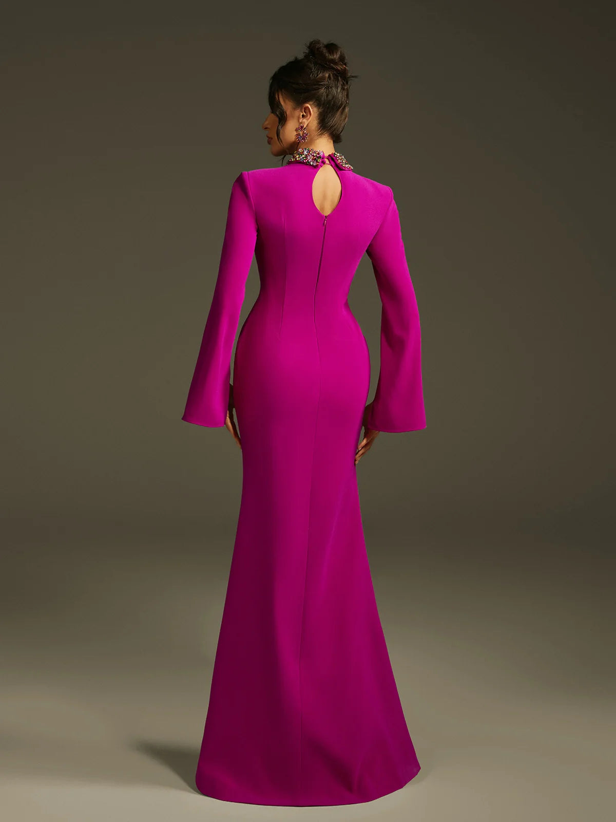 Aurora Crystal Collar Cape Gown