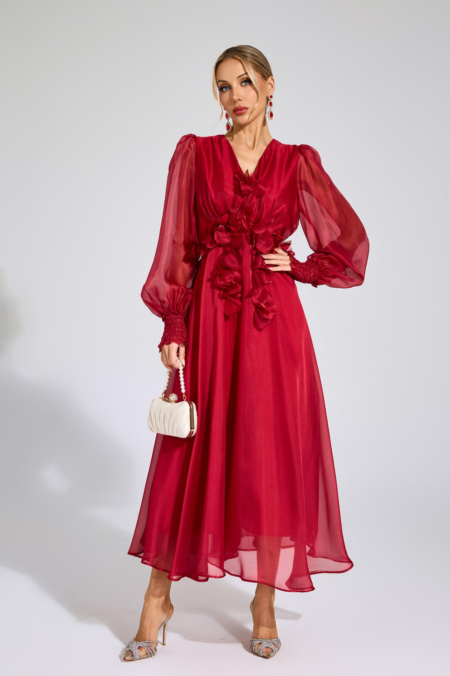 Dahlia Whisper flower Maxi Dress