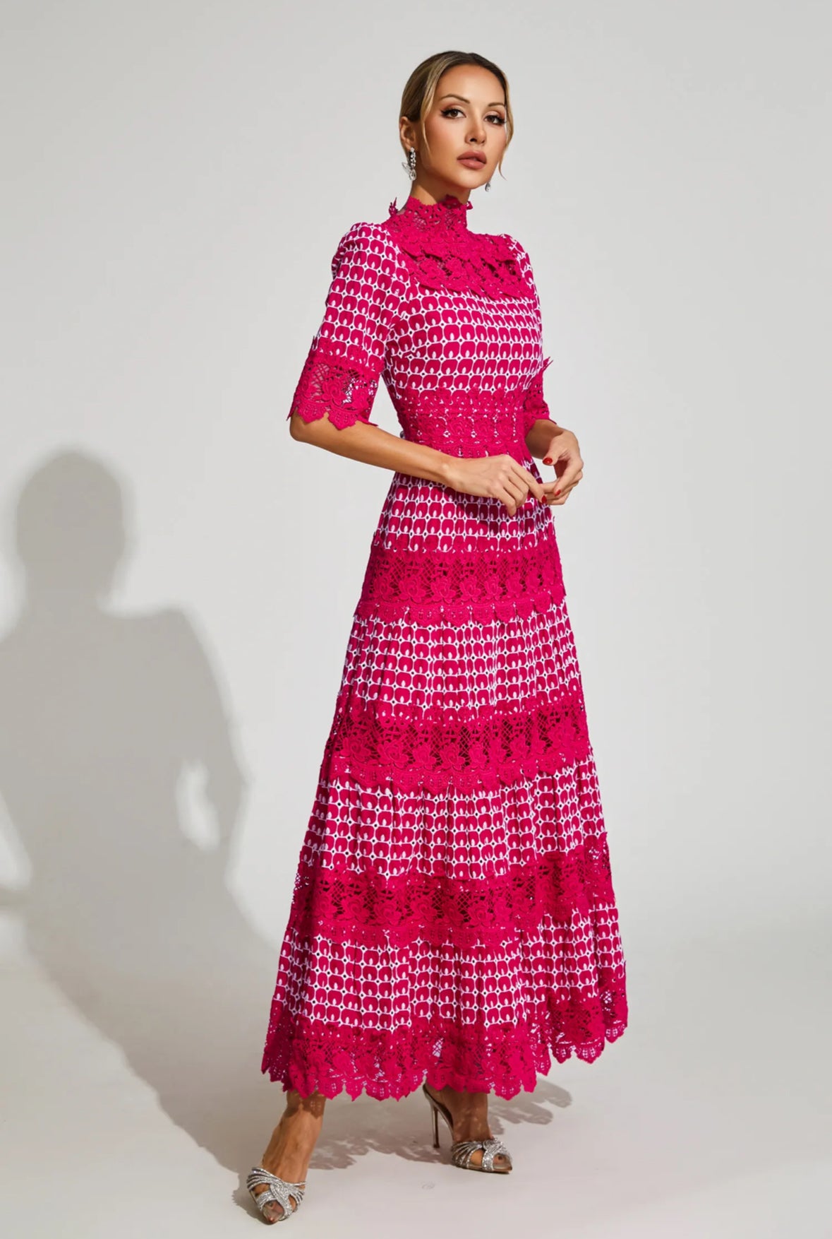 Pink short sleeves  maxi dress