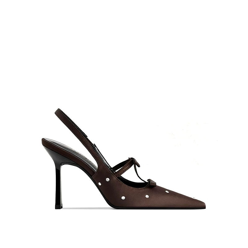 Liana Crystal Dots Satin Slingback Heels