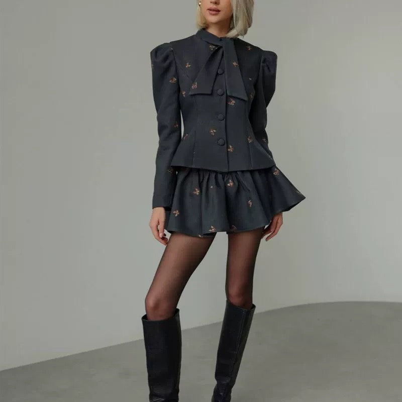 Midnight Blossom Blazer Mini Set