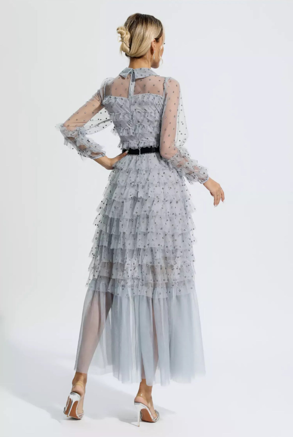 Black mesh maxi dress