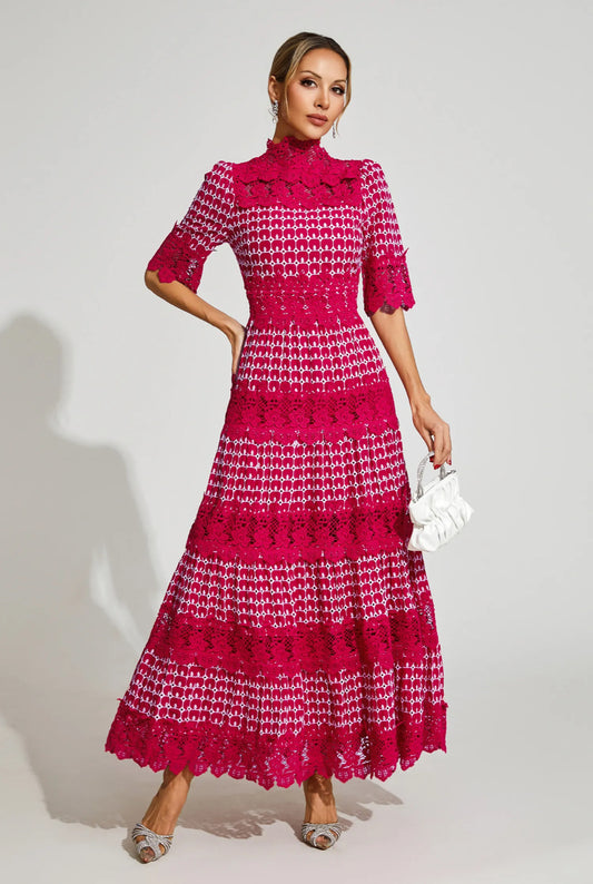 Pink short sleeves  maxi dress