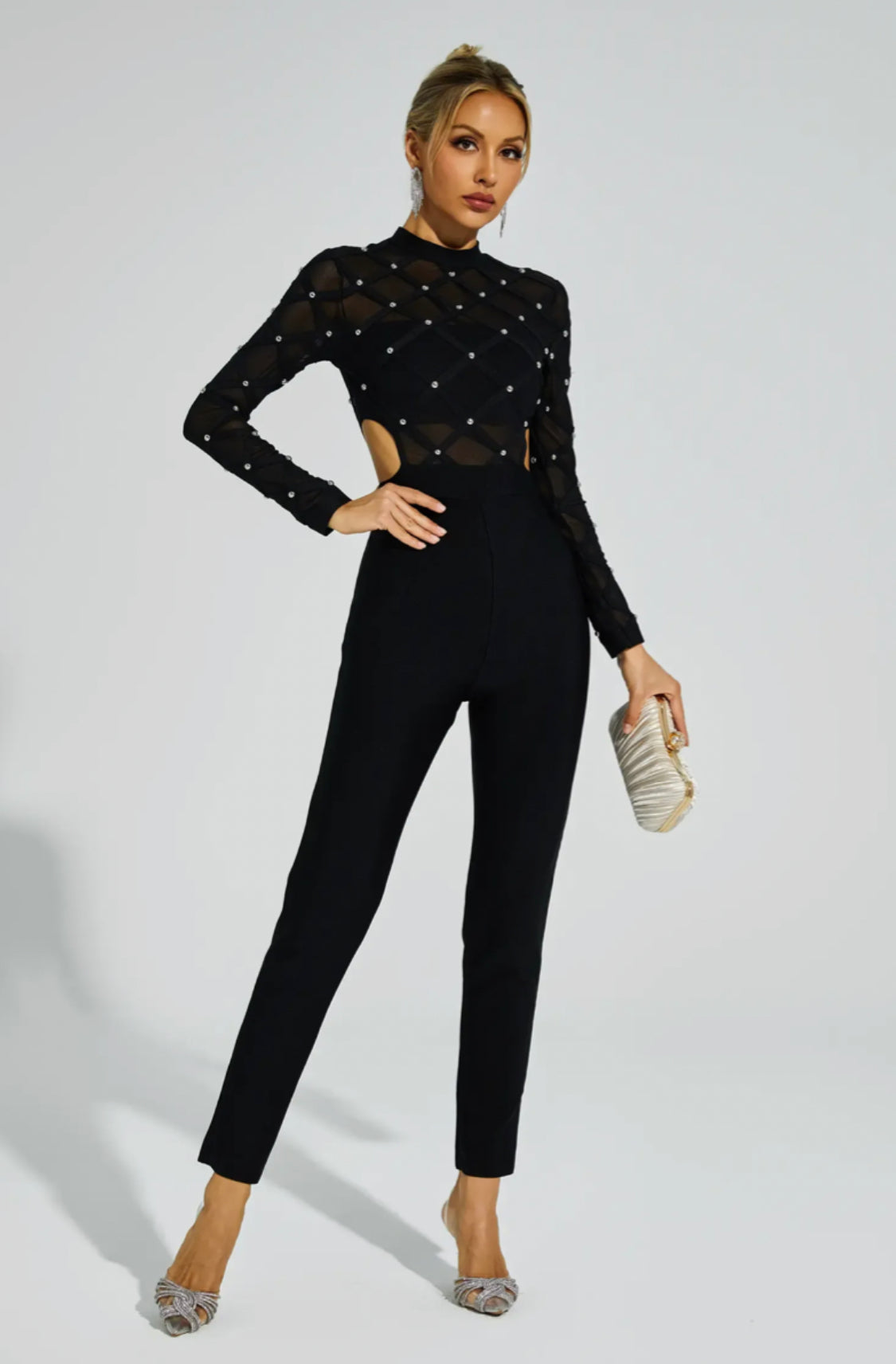 Carr black beaded jumpsuit