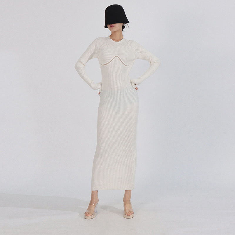 Knitted backless midi dress