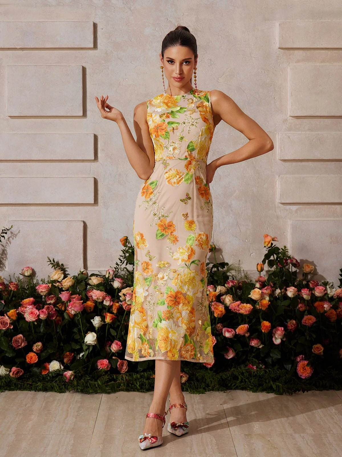 Solana Flower Midi Dress