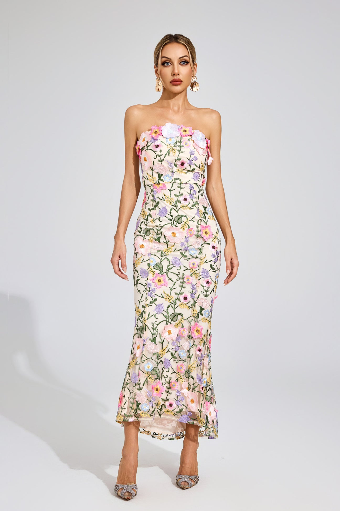 Gardenia Embroidered Strapless Dress