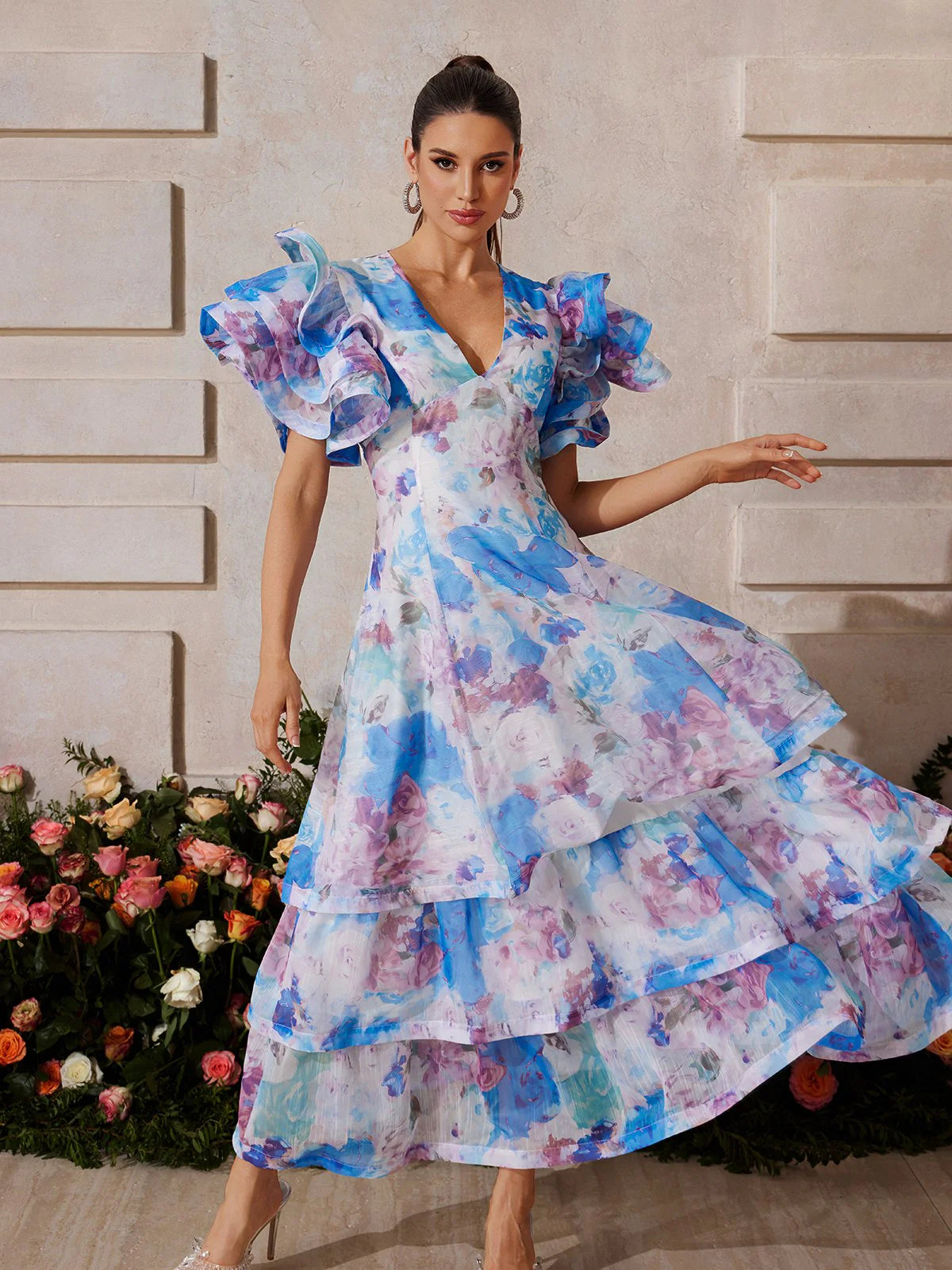 Aurora Ruffle Floral Maxi Dress