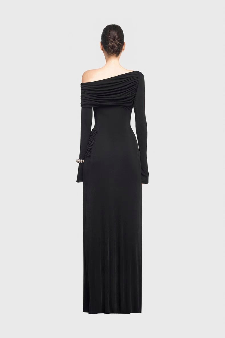 Cassia One-Shoulder Draped Gown