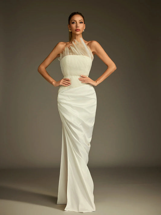 Étoile Feathered Halter Gown