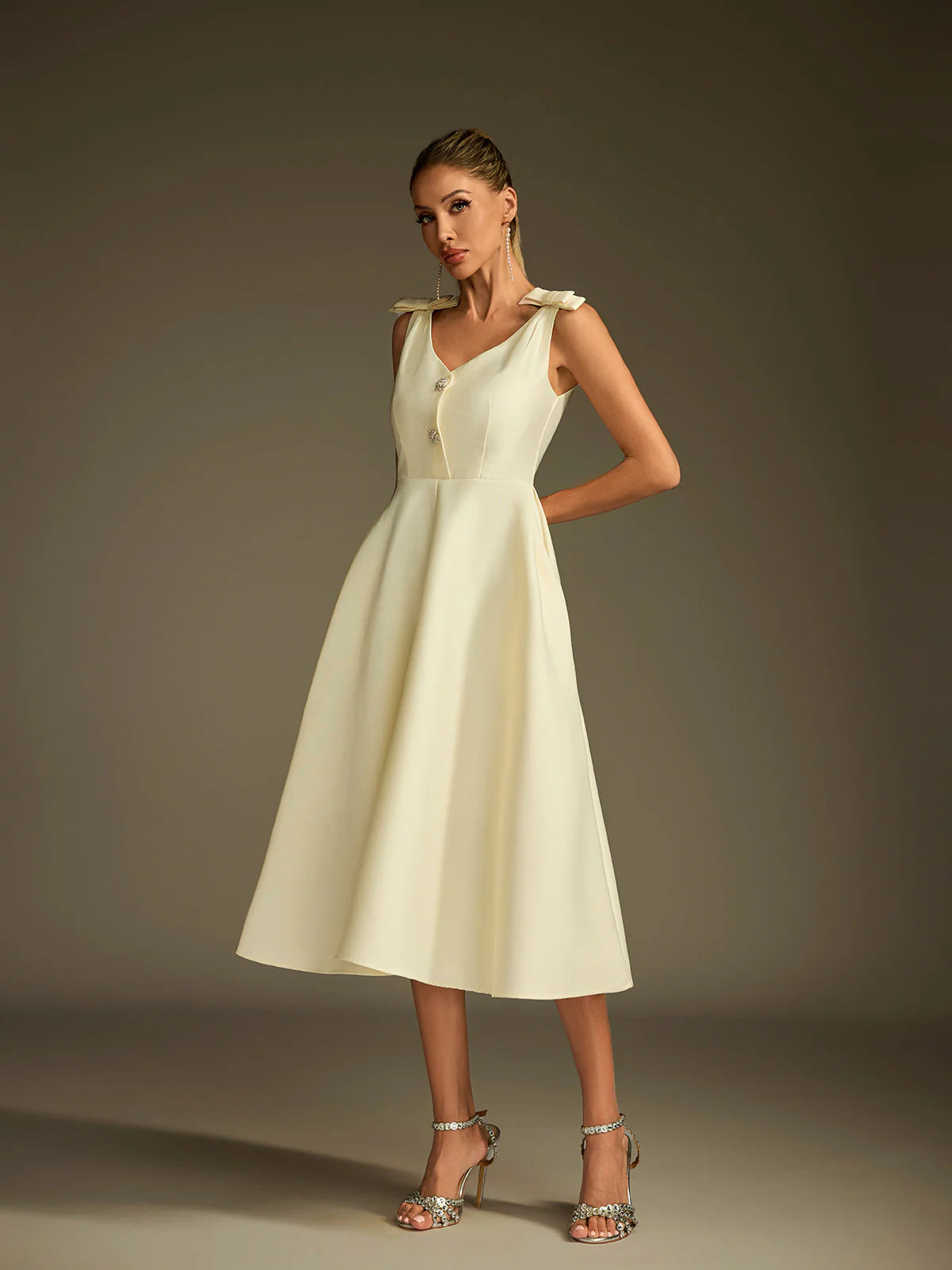 Colette Satin Fit & Flare Midi Dress