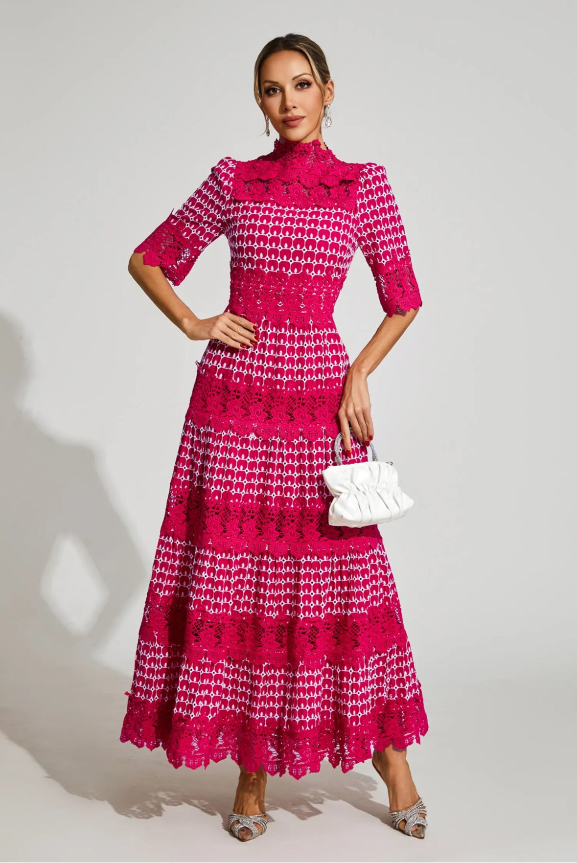 Pink short sleeves  maxi dress