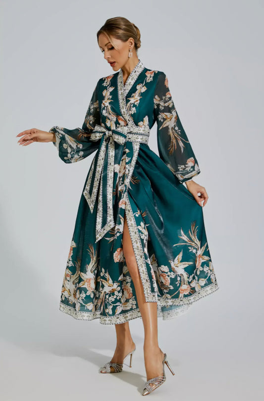 Miley green floral maxi dress
