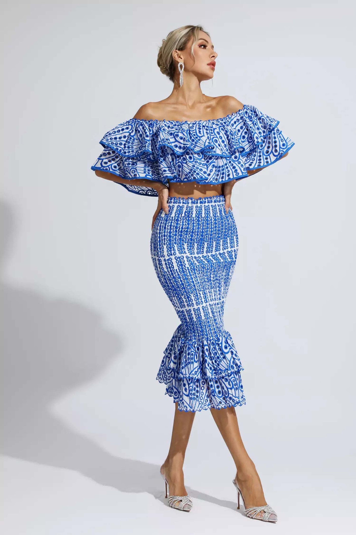 Winnie off shoulder ruffle skirt set