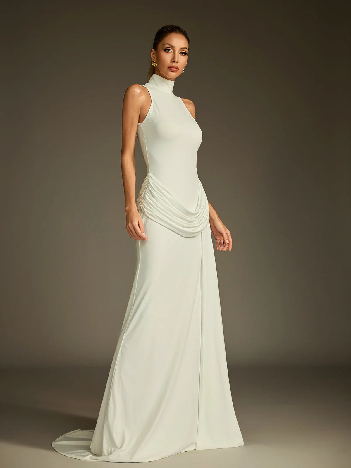 Élise Draped High Neck Gown