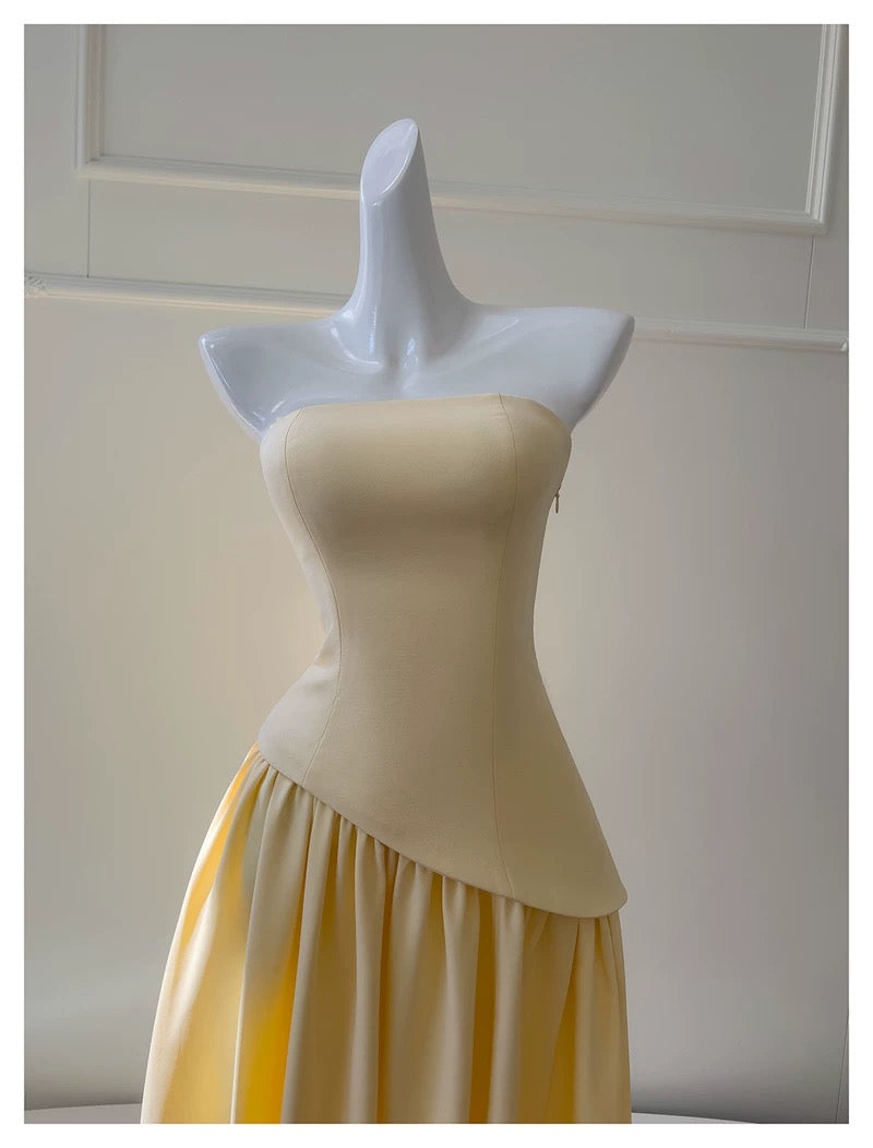 Soleil Scarf Drape Gown - Butter Yellow