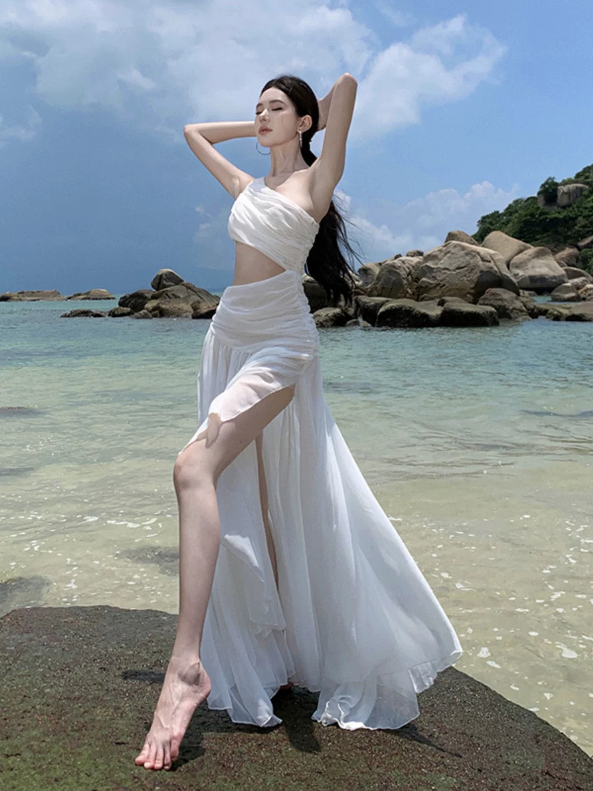 Isla One-Shoulder Beach Gown