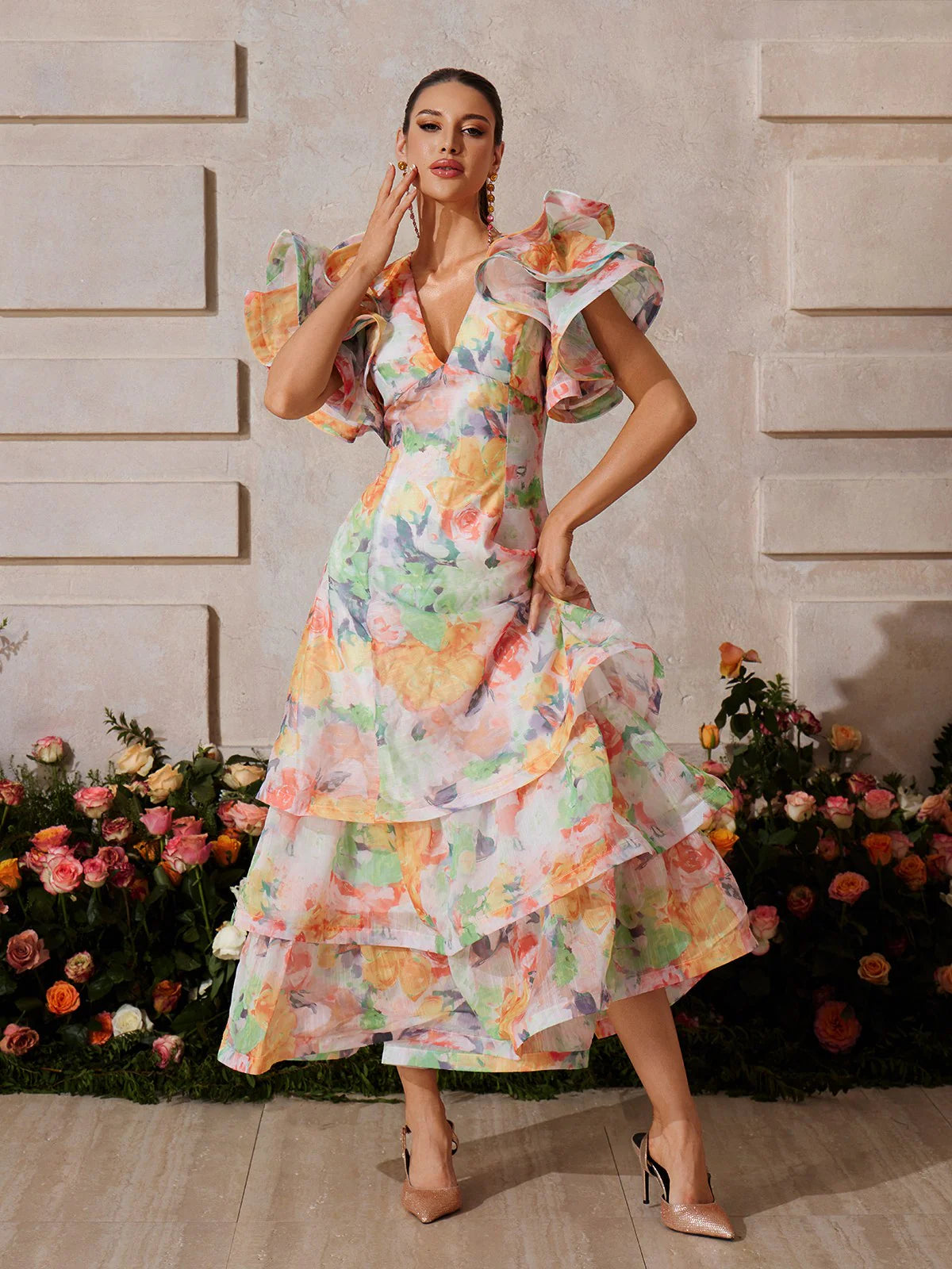 Aurora Ruffle Floral Maxi Dress