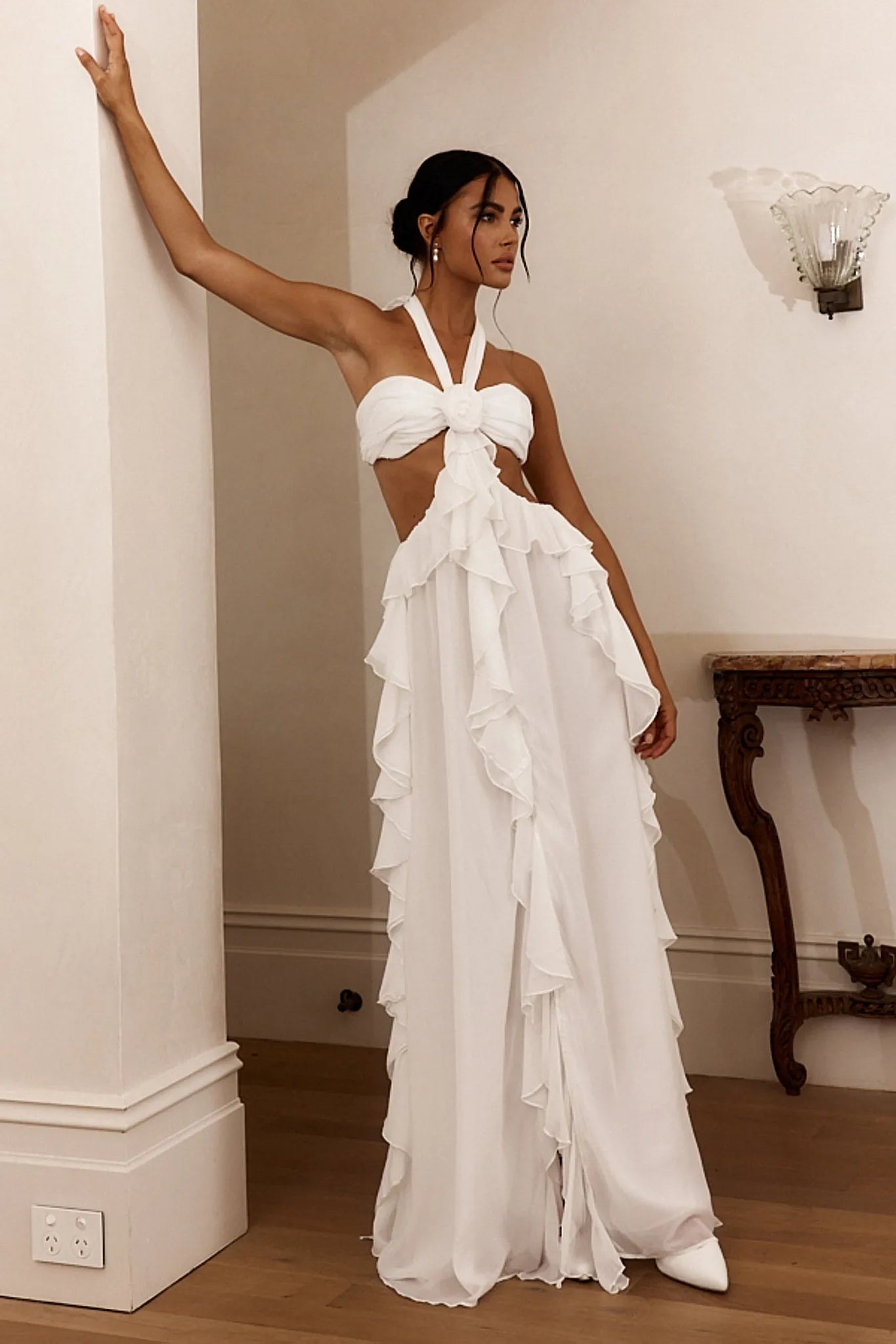 Ophelia Ruffle flower Cutout Maxi Dress