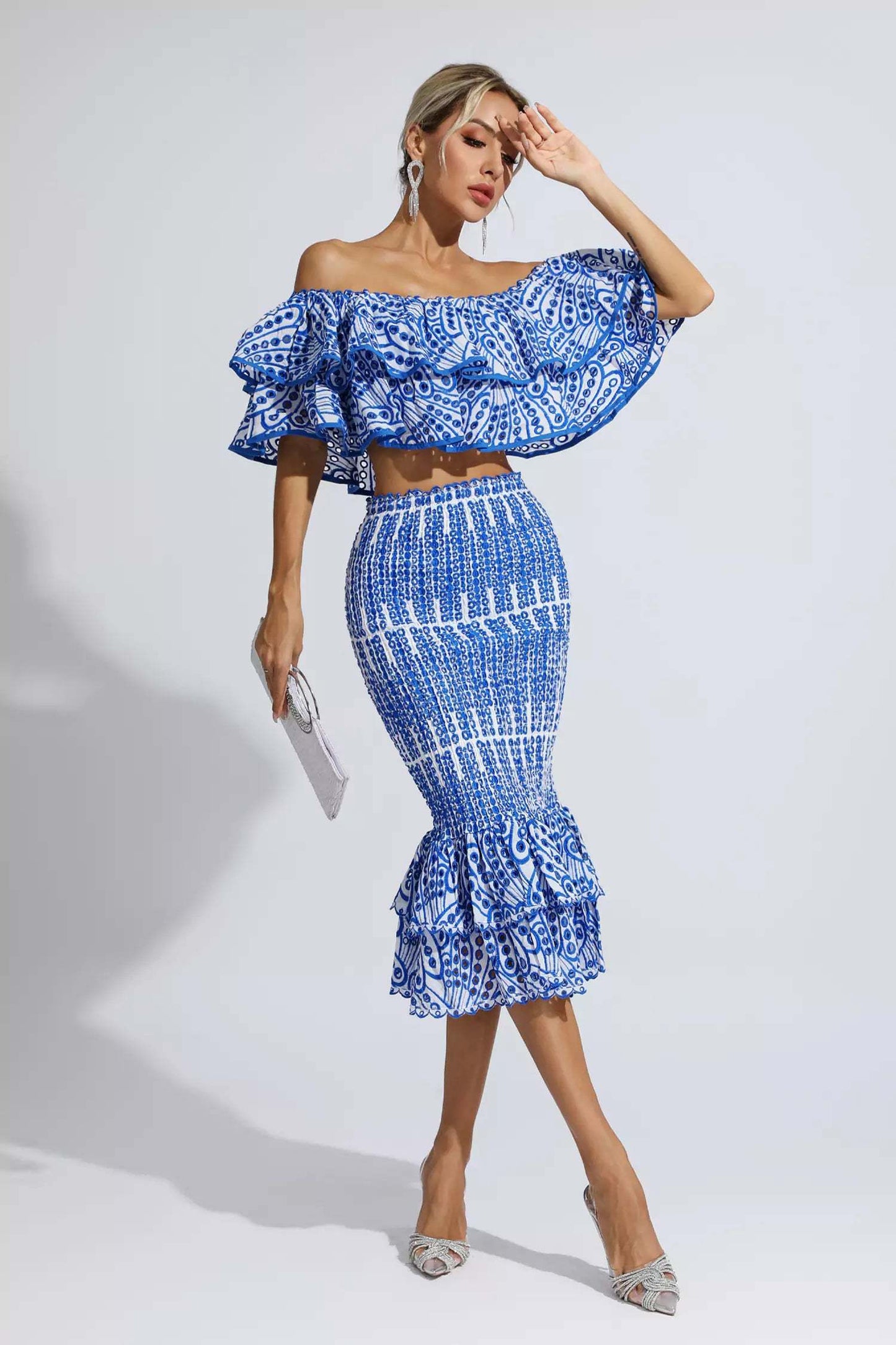 Winnie off shoulder ruffle skirt set