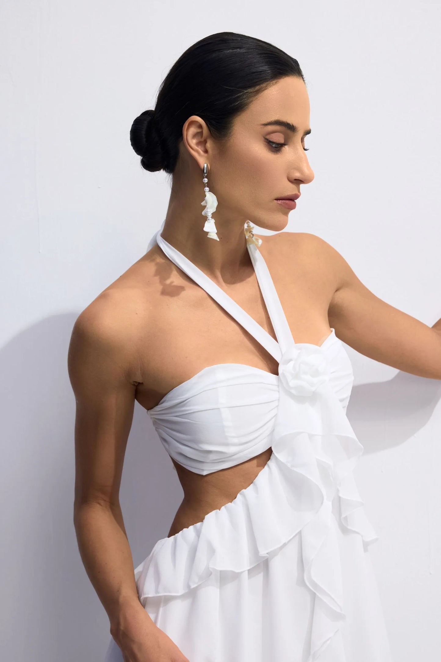 Ophelia Ruffle flower Cutout Maxi Dress