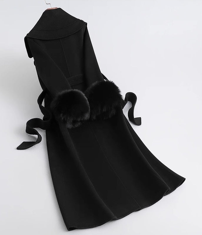 Amélie Embellished Wool-Fox Fur Coat