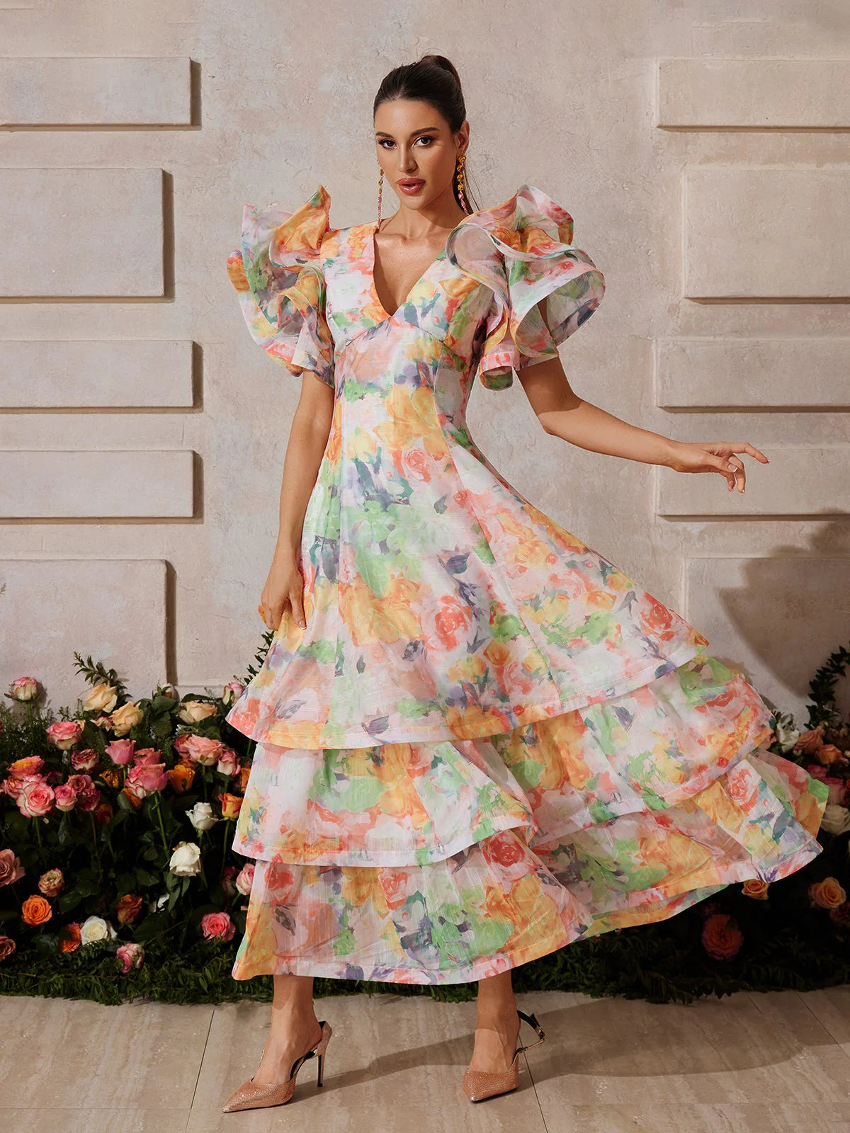 Aurora Ruffle Floral Maxi Dress
