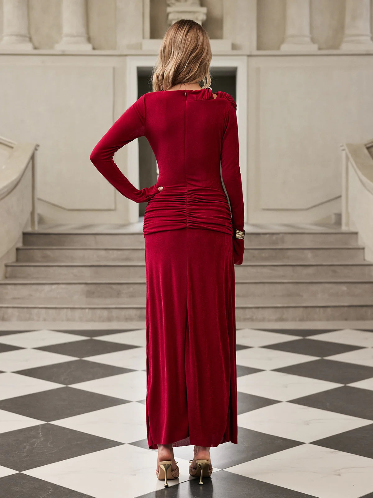 Noéline Draped Velvet Maxi Dress
