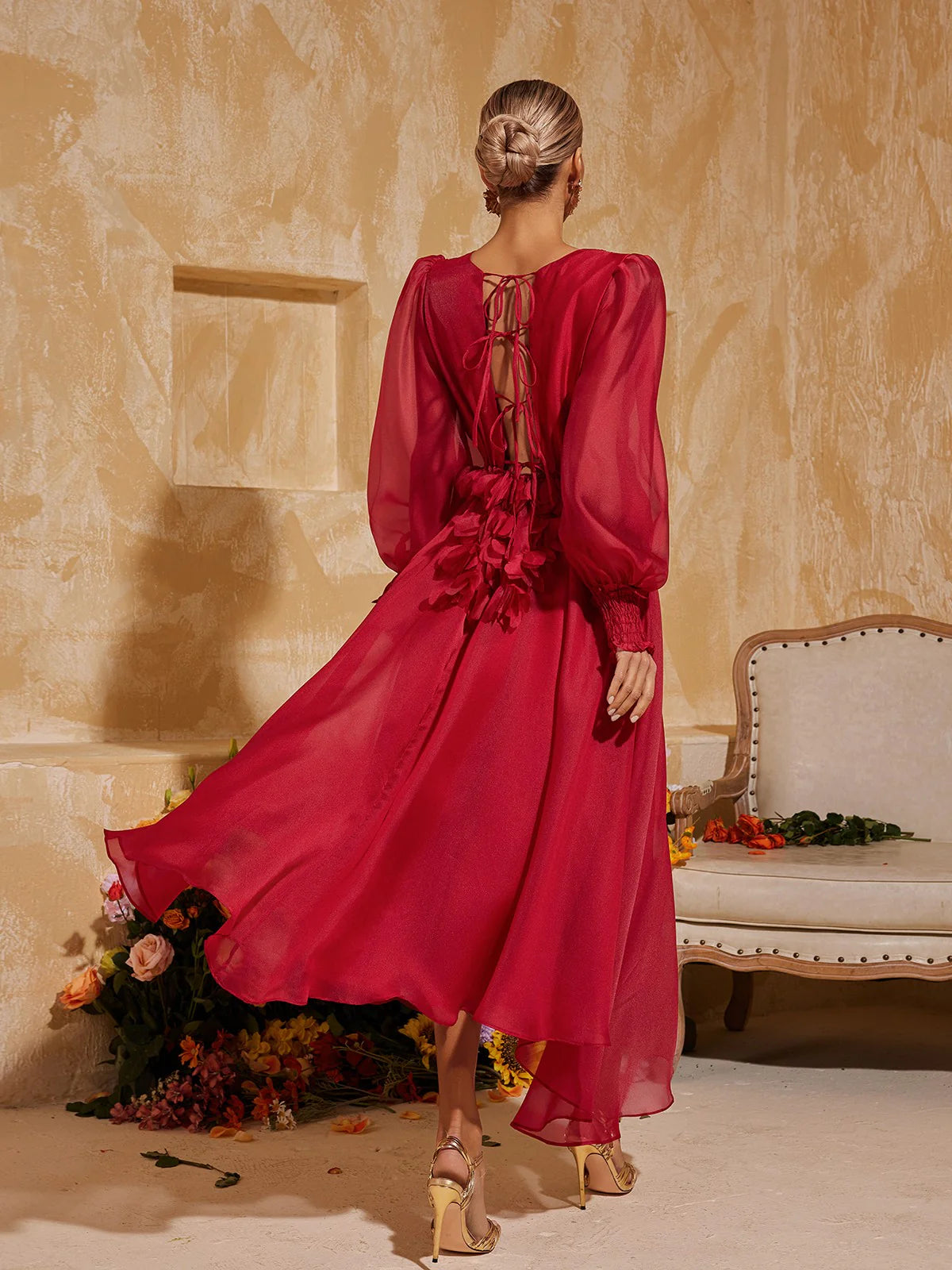 Dahlia Whisper flower Maxi Dress