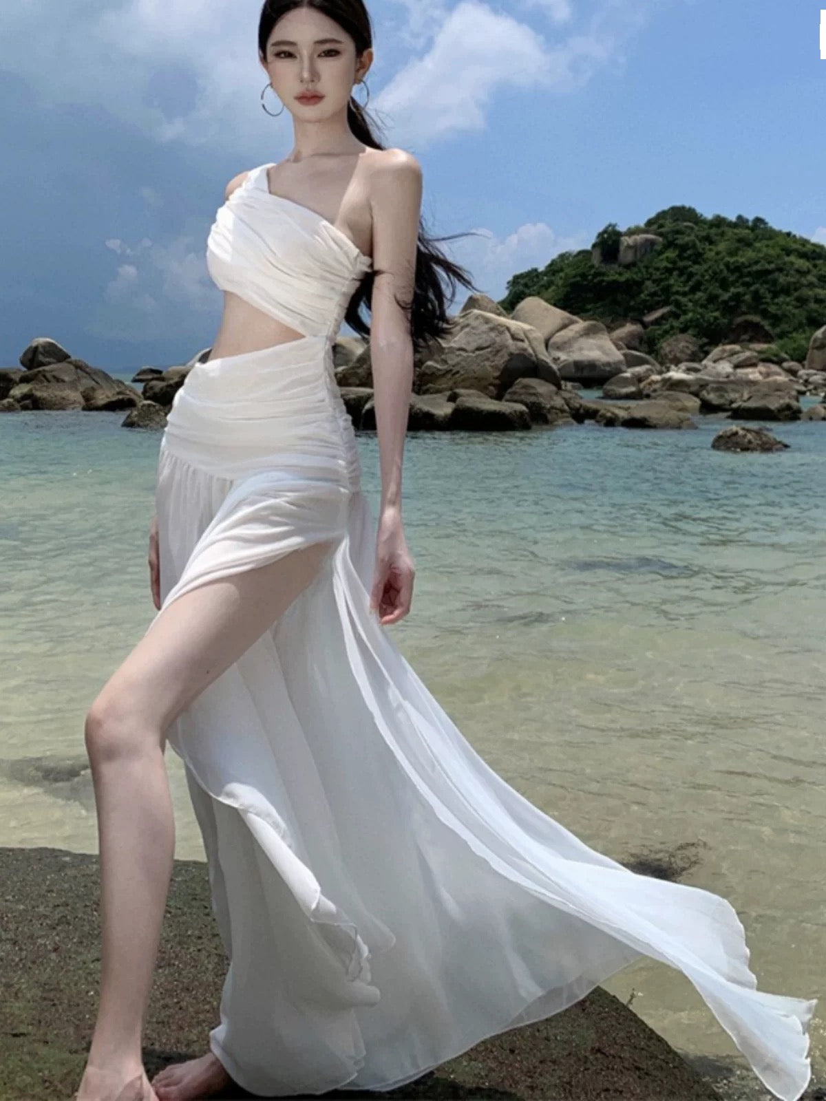 Isla One-Shoulder Beach Gown