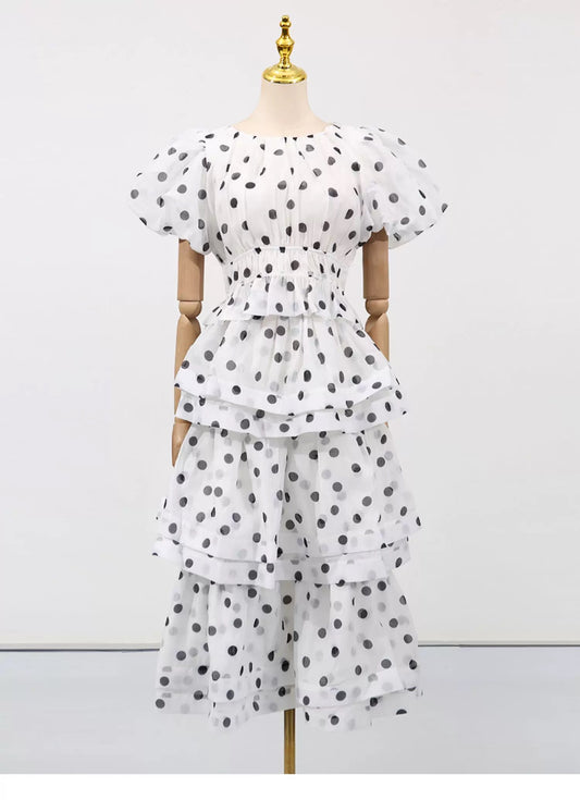 Odette Tiered Dot Dress