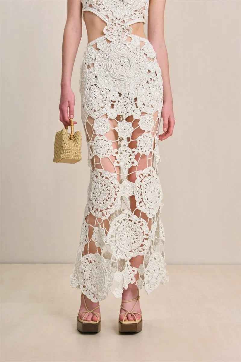 Floral crochet Cutout Maxi Dress