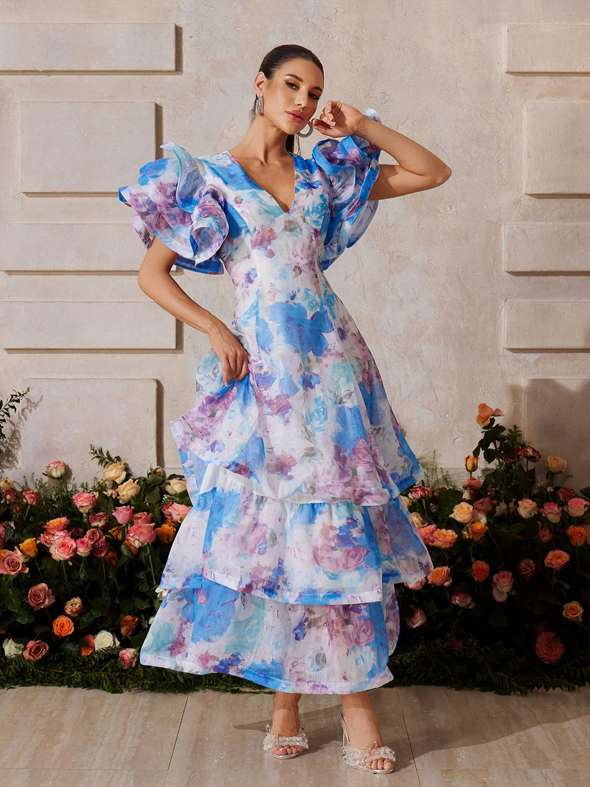 Aurora Ruffle Floral Maxi Dress