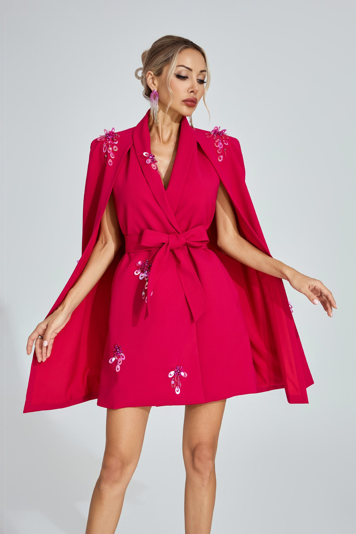 Stella Embellished Cape Dress