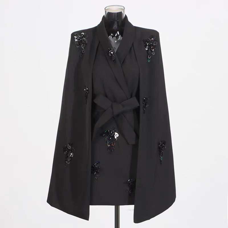 Stella Embellished Cape Dress
