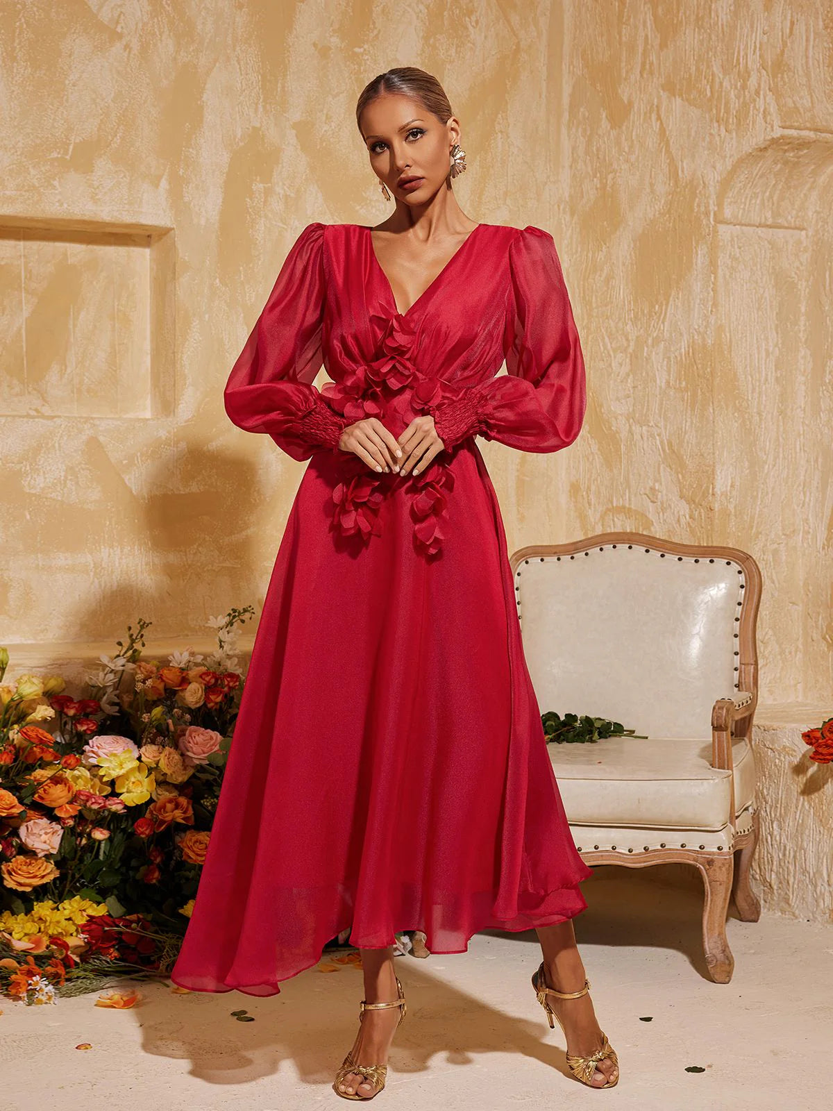 Dahlia Whisper flower Maxi Dress