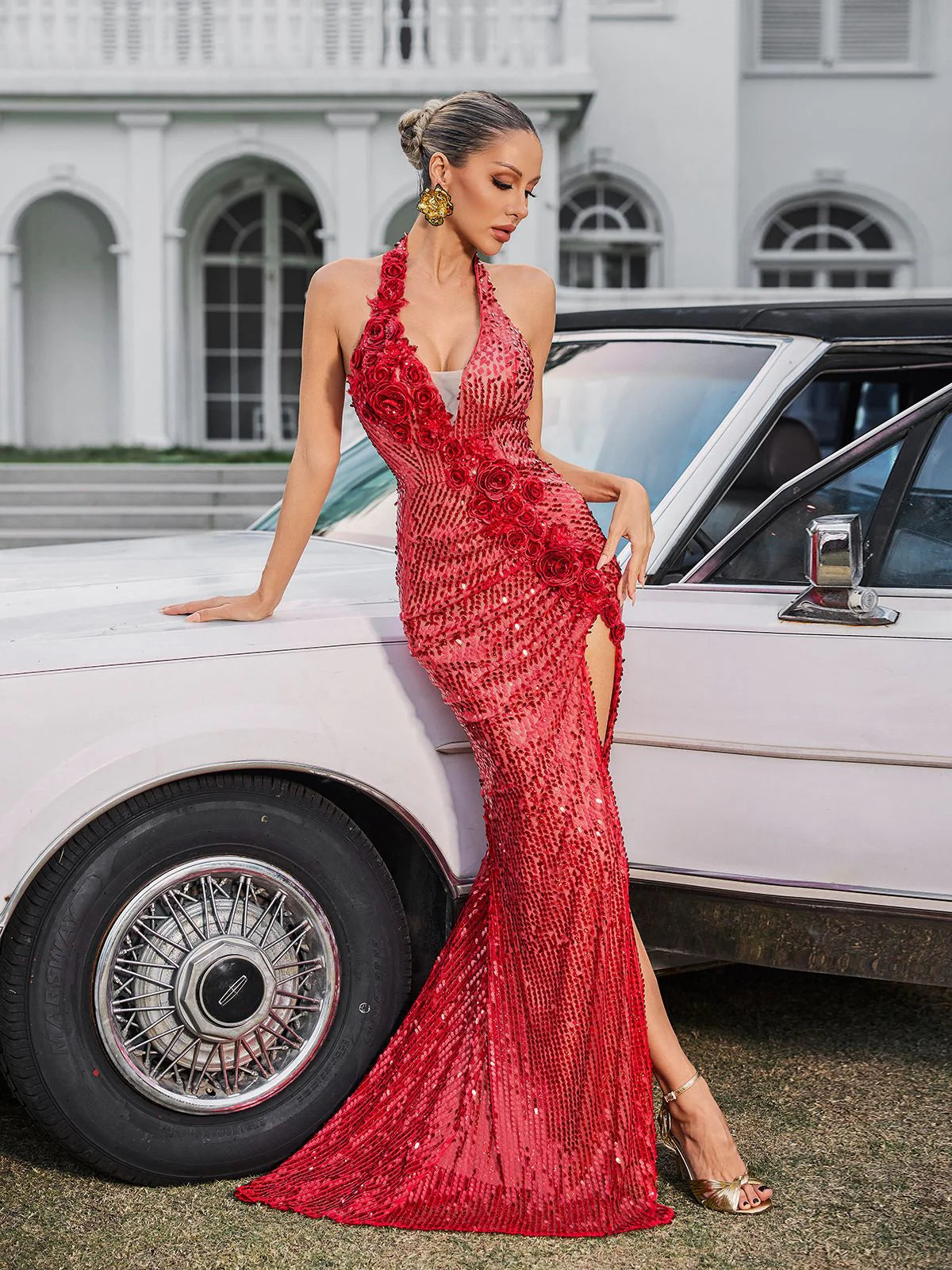 Crystal Muse Corset Feather Dress