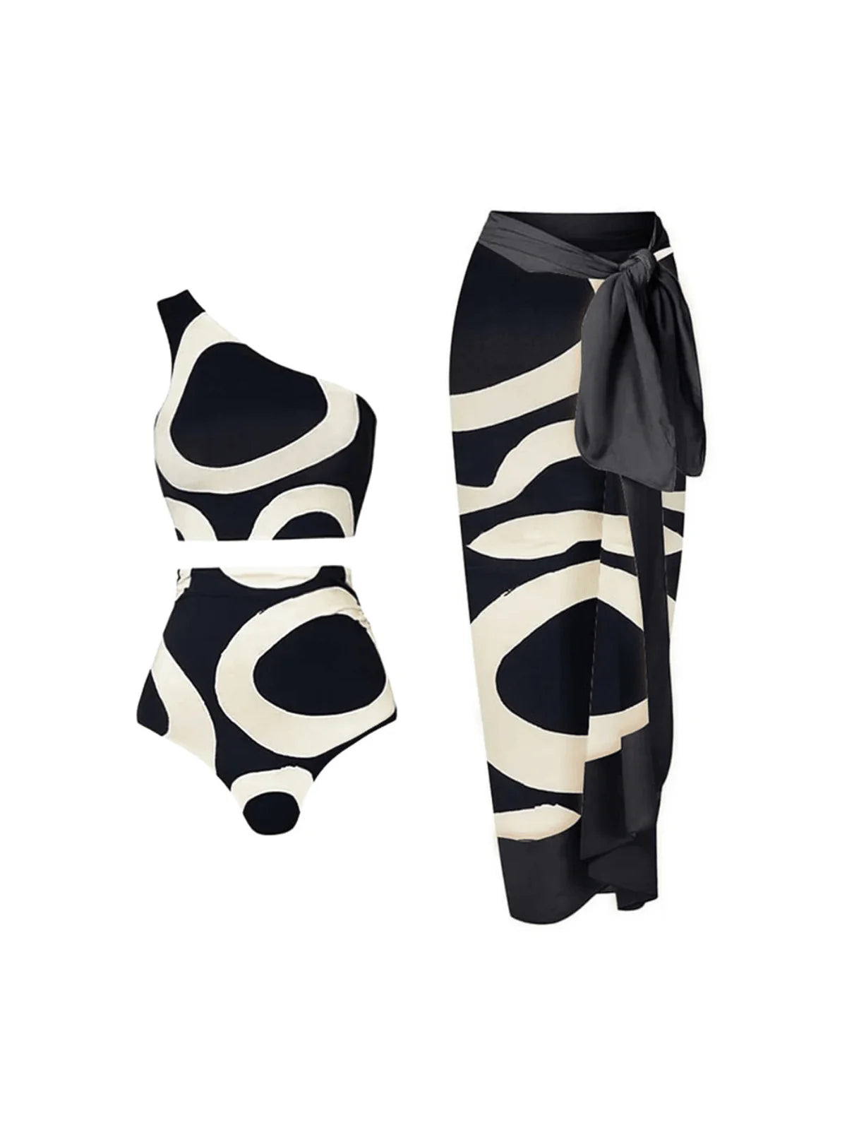 Noir Wave Halter Swim Set