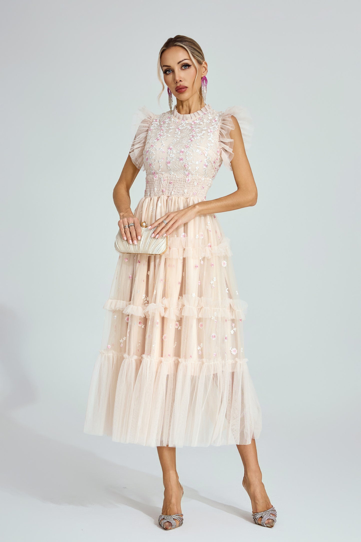Élise Tulle Blossom Midi Dress