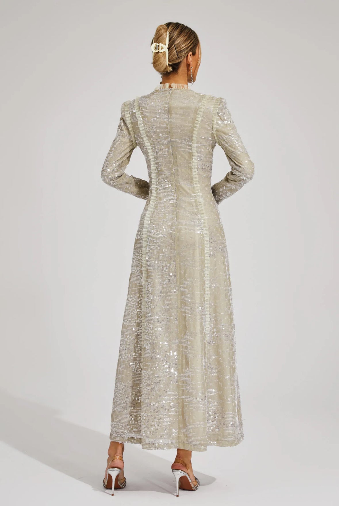 Laurine Sequin Long Sleeve Gown