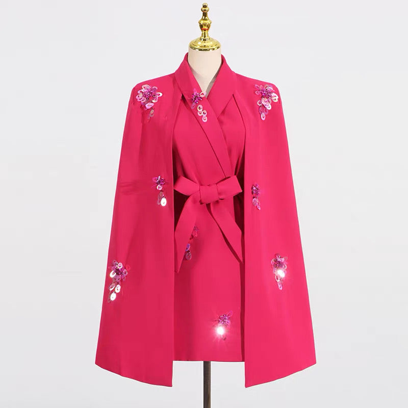 Stella Embellished Cape Dress