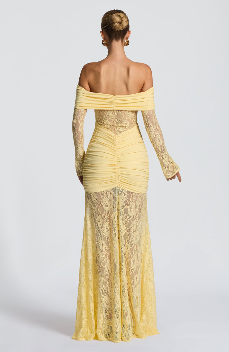 Amaya Ruched Lace Gown
