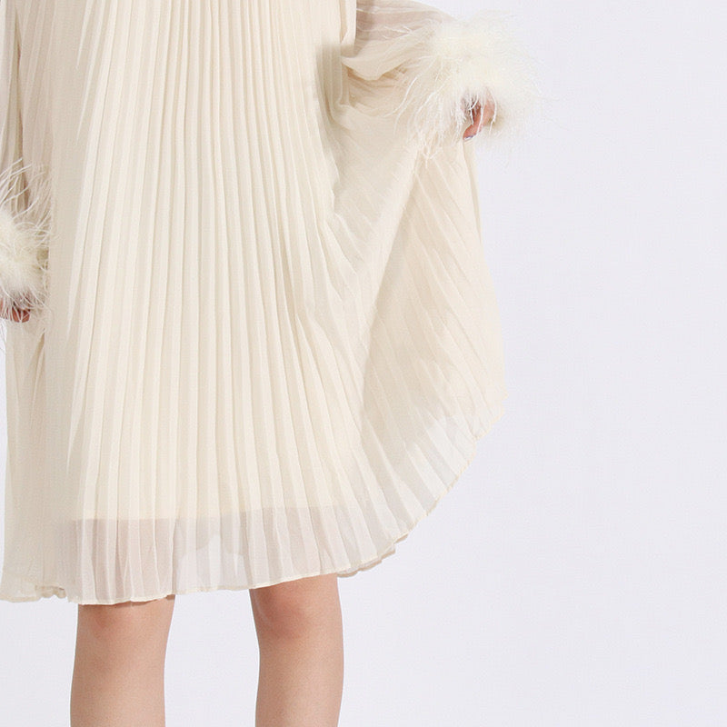 Crystal & feathers embellished mini dress