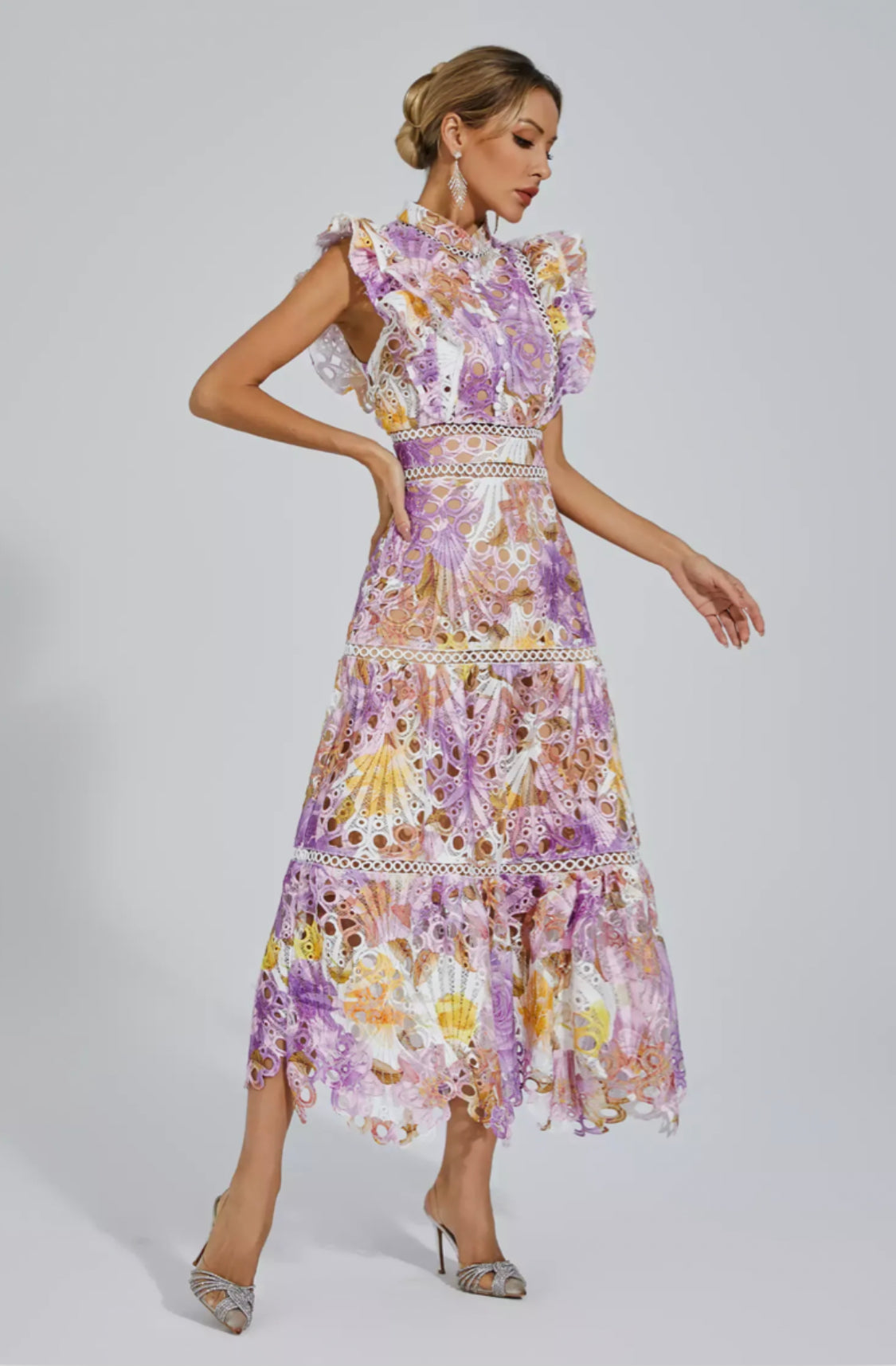 Ayleen Purple floral midi dress size S