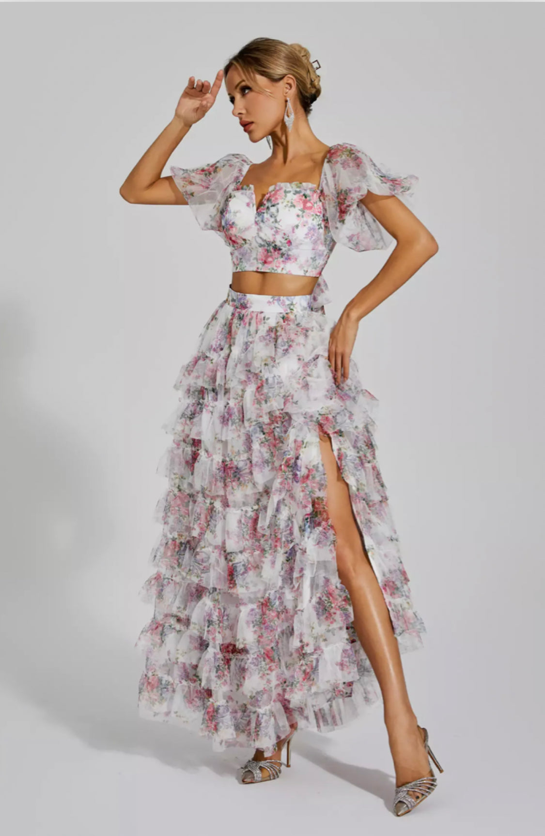 Braylee flora ruffle set