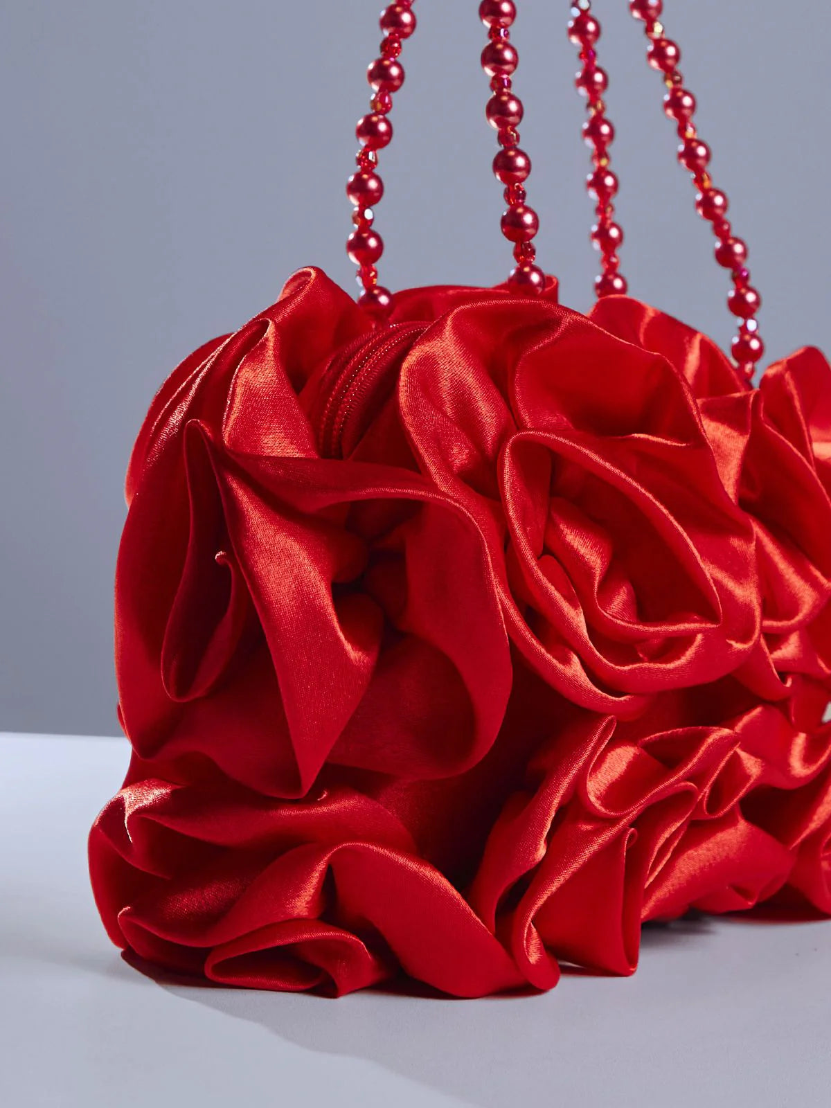 Red flower satin bag
