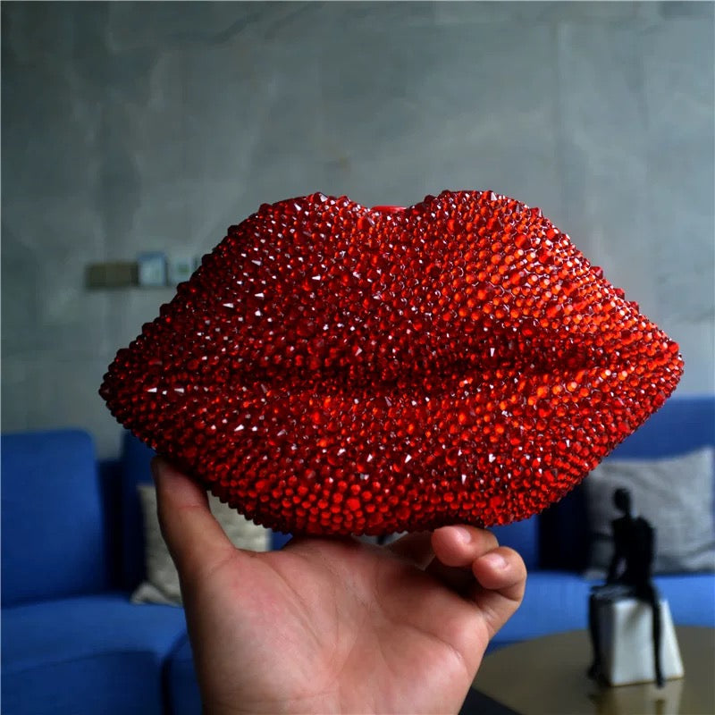 Crystal red lip bag