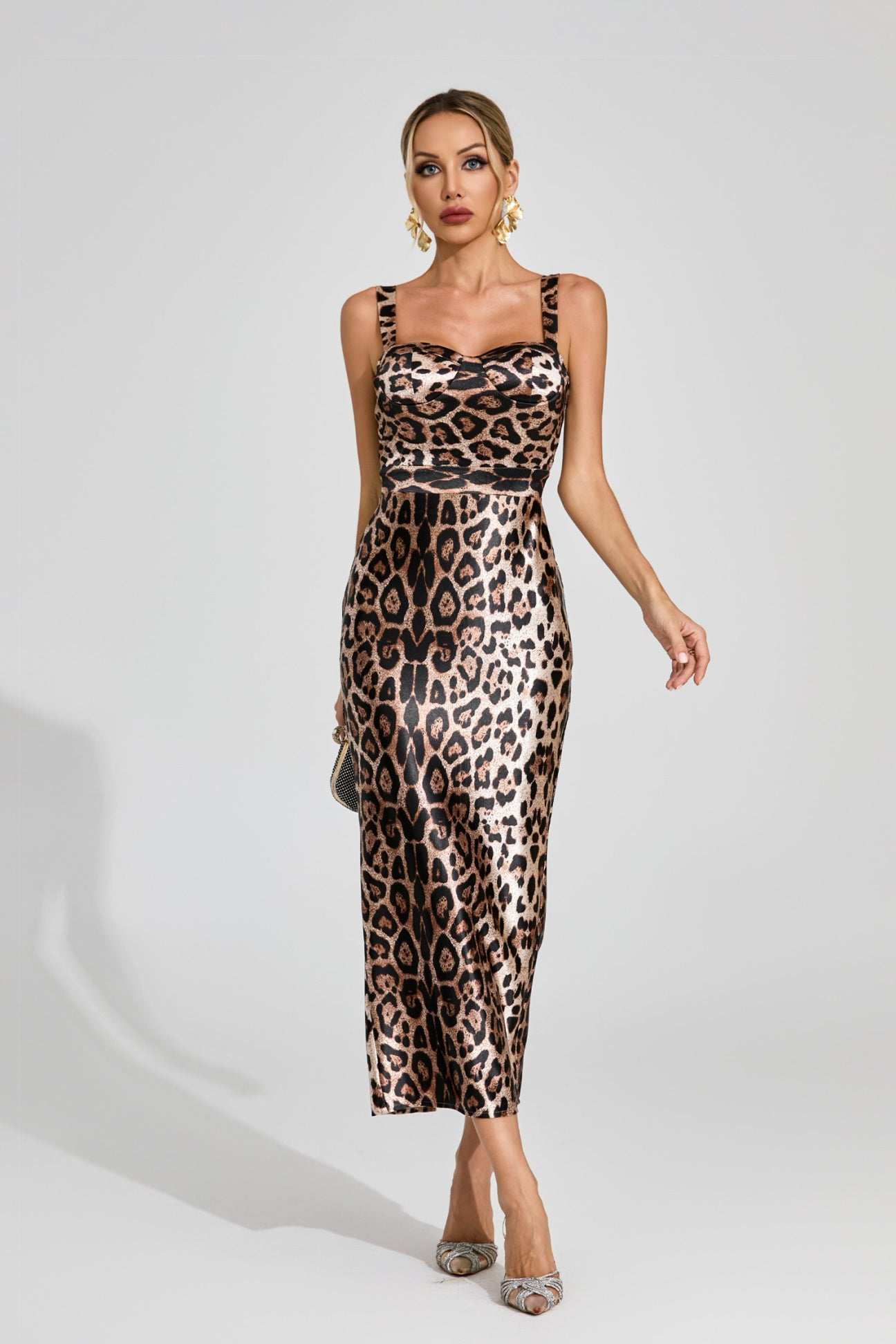 Liora Metallic Leopard Bustier Dress