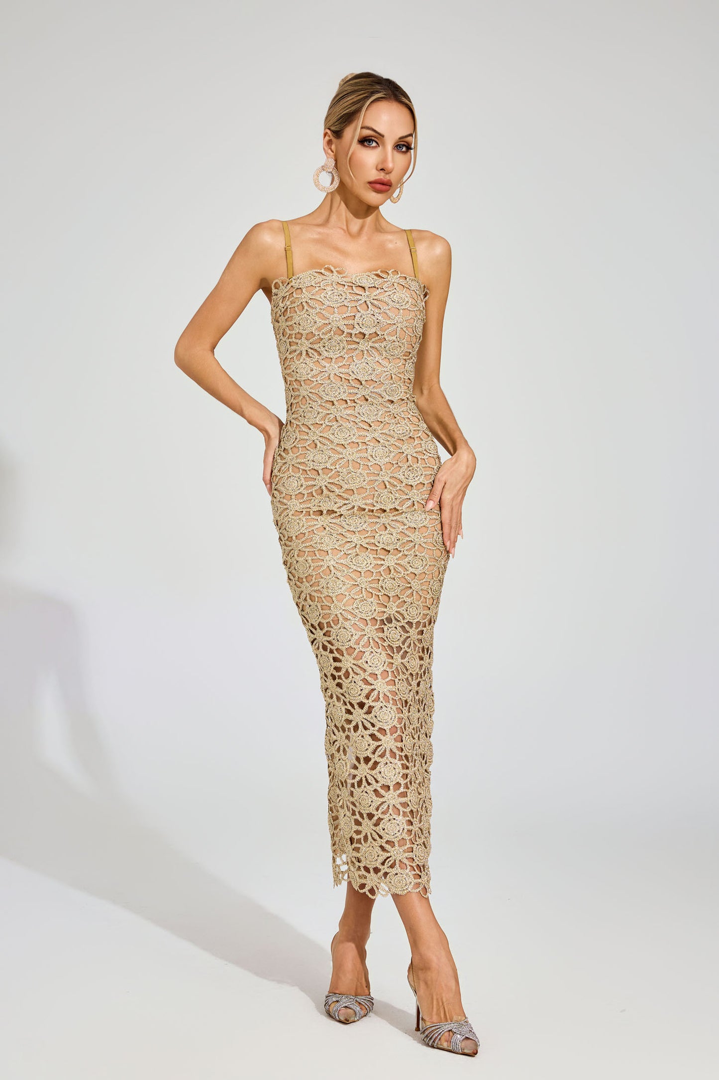 Soleil Floral Lace Midi Dress